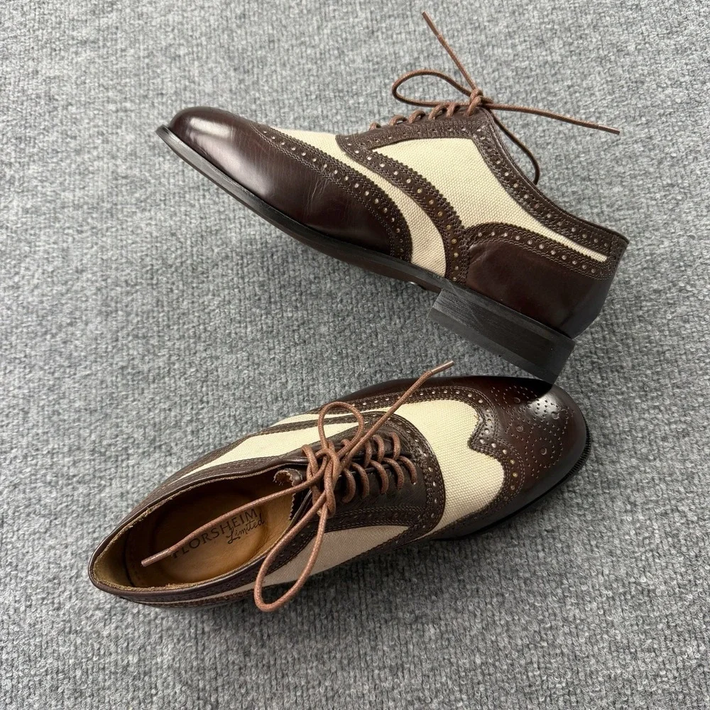 Florsheim‎ Limited Spectator Wingtip Oxford Shoes Mens 7D Brown Cream